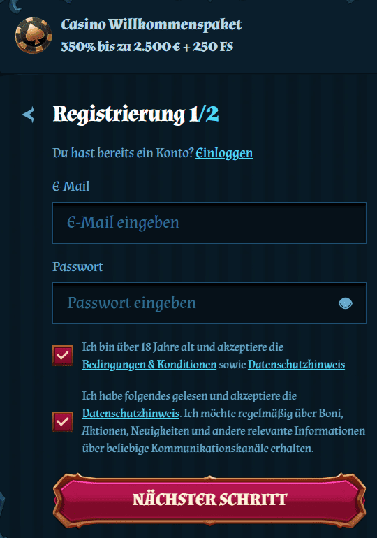 Registrierung im Fambet Casino Deutschland – Konto erstellen und Willkommensbonus bis zu 2.500 € aktivieren